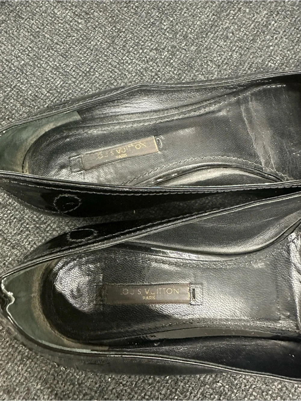 Louis Vuitton black leather patent ballet flats size 39 eu women’s 2006 archive